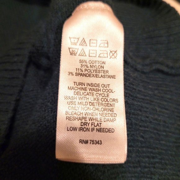 Ruby Moon Soft V-Neck Strappy Back Forest Green Pullover Sweater Sz Large EUC - Picture 7 of 7